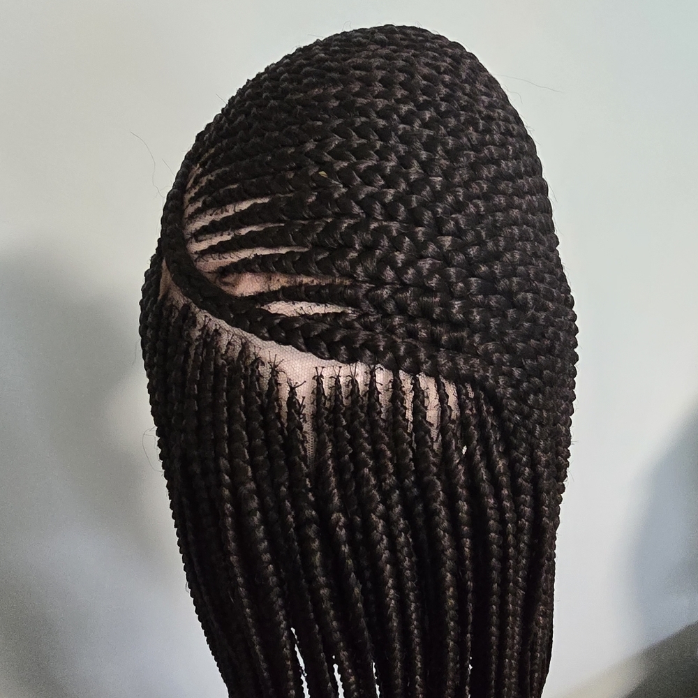 Elegant Handmade Braided Lace Wig, Knotless Box Braids Long Dark Brown Wig - New - Picture 9 of 16